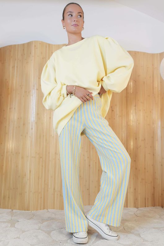 Shoreditch Stripe Lounge Flare Trouser Lemonade & Iceberg /15=